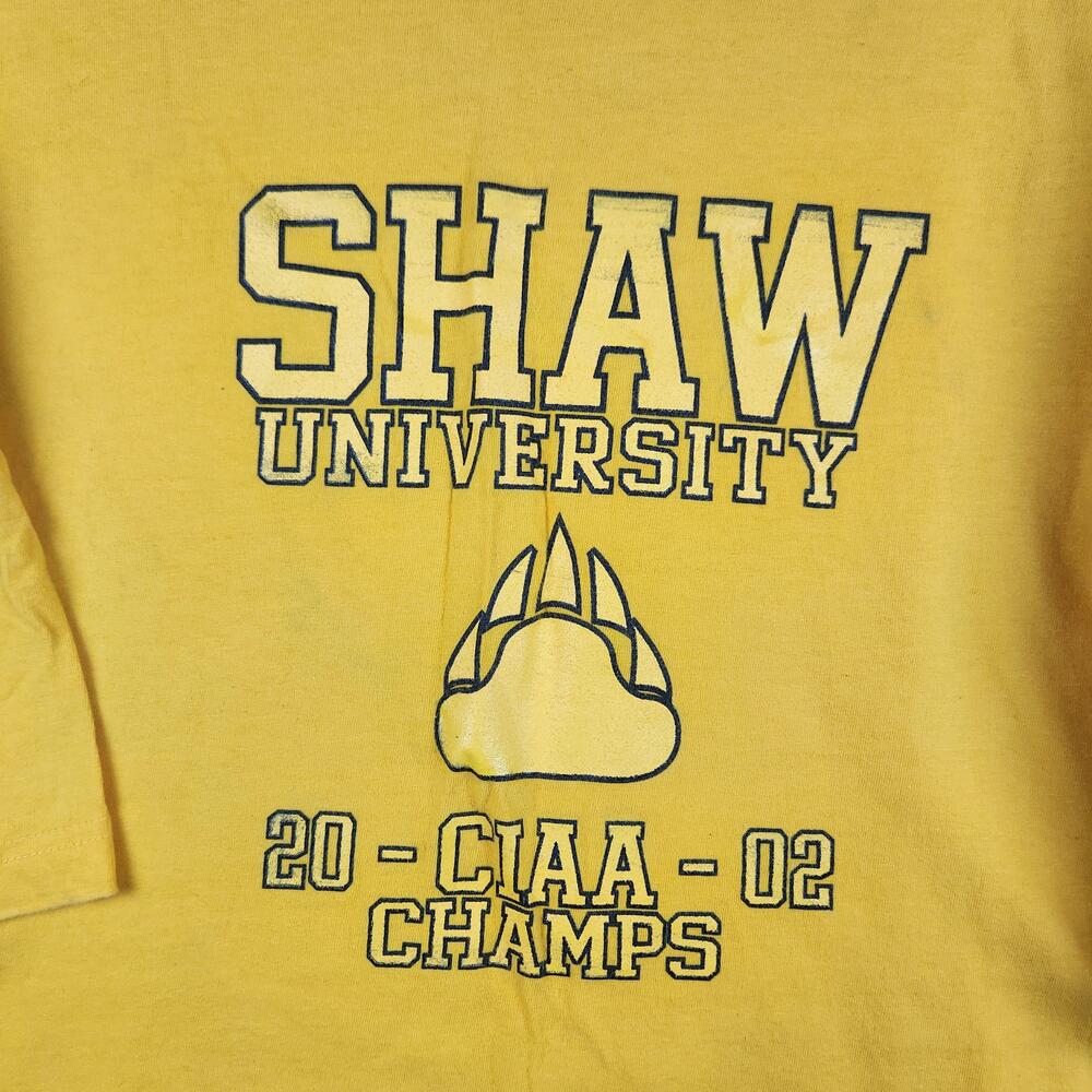 Vintage FUBU Shaw University Bears Shirt Mens XL Yellow College CIAA Y2K Hip Hop